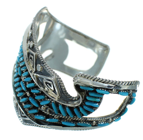Sterling Silver Turquoise Needlepoint Water Wave Cuff Bracelet AX78307