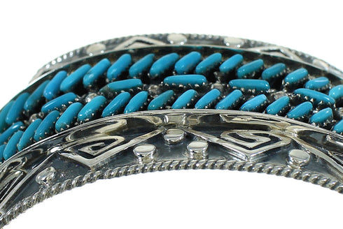Sterling Silver Turquoise Needlepoint Water Wave Cuff Bracelet AX78307