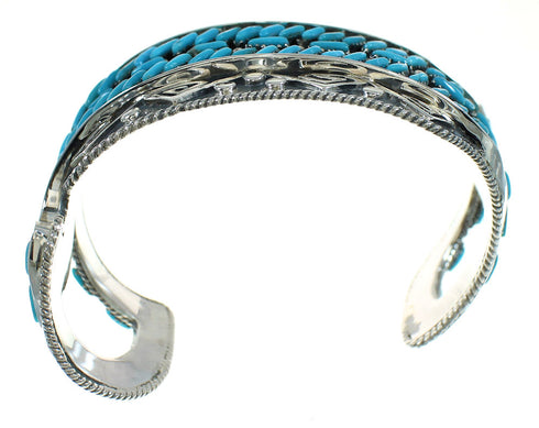 Sterling Silver Turquoise Needlepoint Water Wave Cuff Bracelet AX78307