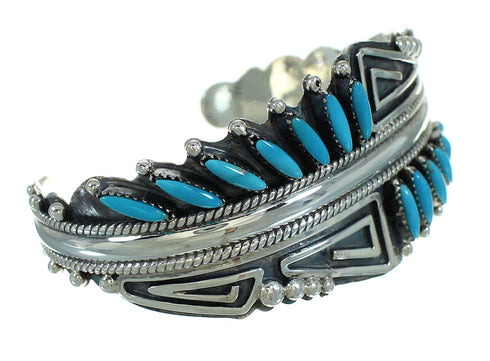 Silver Turquoise Needlepoint Water Wave Cuff Bracelet AX78309