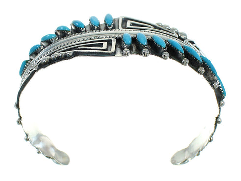 Silver Turquoise Needlepoint Water Wave Cuff Bracelet AX78309