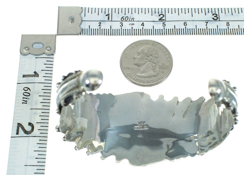 Silver Turquoise Needlepoint Water Wave Cuff Bracelet AX78309