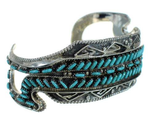 Sterling Silver Turquoise Needlepoint Water Wave Cuff Bracelet AX78354