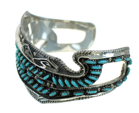 Sterling Silver Turquoise Needlepoint Water Wave Cuff Bracelet AX78354
