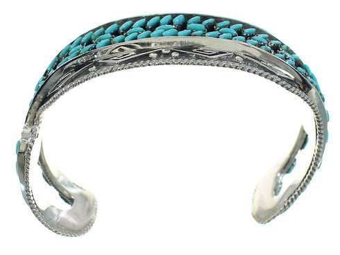 Sterling Silver Turquoise Needlepoint Water Wave Cuff Bracelet AX78354