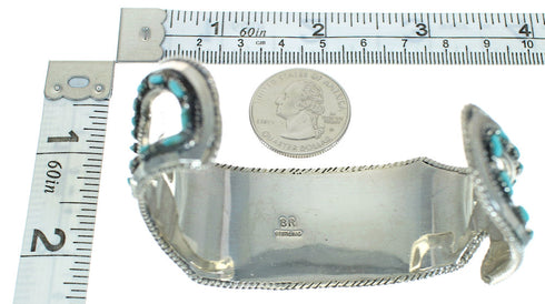 Sterling Silver Turquoise Needlepoint Water Wave Cuff Bracelet AX78354