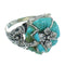 Southwest Genuine Sterling Silver And Turquoise Flower Dragonfly Ring Size 5-3/4 YX68938