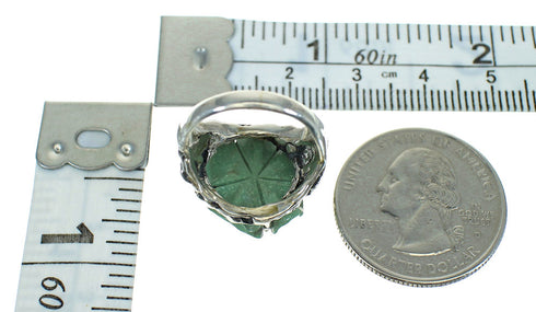 Turquoise Inlay And Silver Southwest Flower Dragonfly Ring Size 5-1/2 YX68970