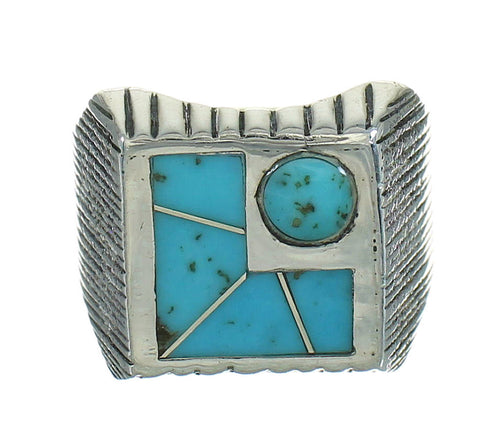 Southwest Sterling Silver And Turquoise Inlay Ring Size 7-3/4 YX68998