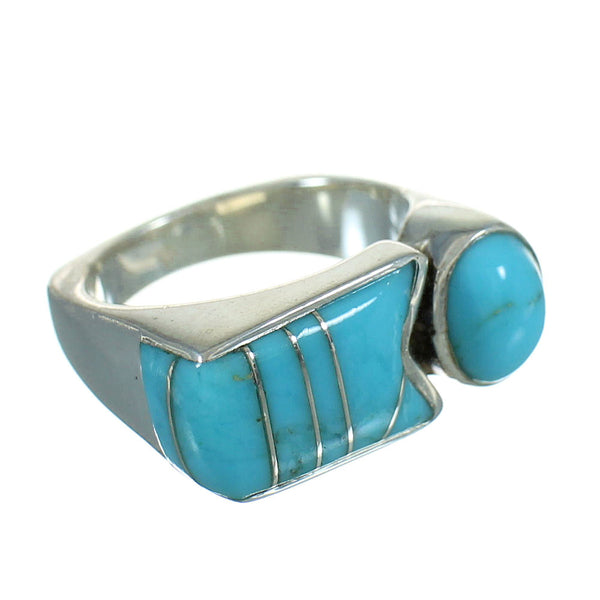 Turquoise Inlay And Genuine Sterling Silver Southwest Jewelry Ring Size 5-3/4 YX69800