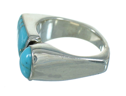Turquoise Inlay And Genuine Sterling Silver Southwest Jewelry Ring Size 5-3/4 YX69800