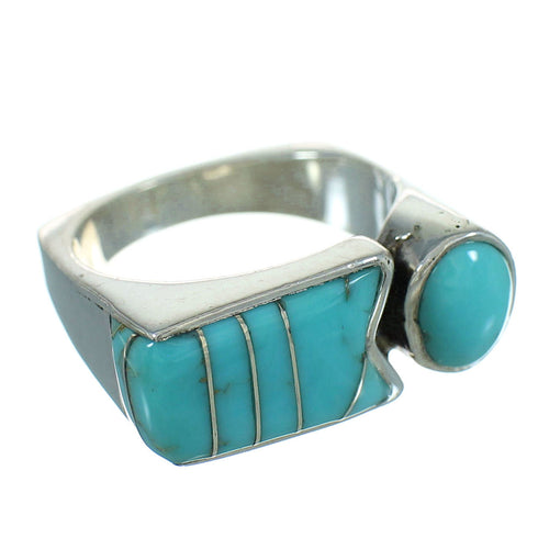 Genuine Sterling Silver And Turquoise Southwest Ring Size 8-1/4 YX69412
