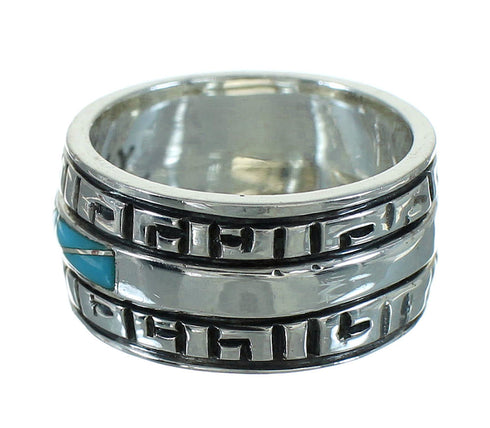 Authentic Sterling Silver Turquoise Inlay Water Wave Ring Size 5 RX68764