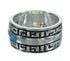 Authentic Sterling Silver Turquoise Inlay Water Wave Ring Size 5 RX68764