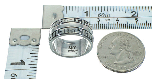 Authentic Sterling Silver Turquoise Inlay Water Wave Ring Size 5 RX68764