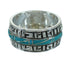 Southwestern Turquoise Sterling Silver Water Wave Ring Size 5-1/2 RX68783