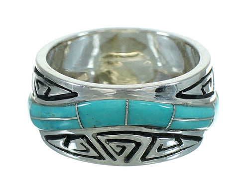 Genuine Sterling Silver Turquoise Water Wave Ring Size 6-1/4 RX68981