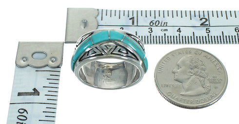 Genuine Sterling Silver Turquoise Water Wave Ring Size 6-1/4 RX68981