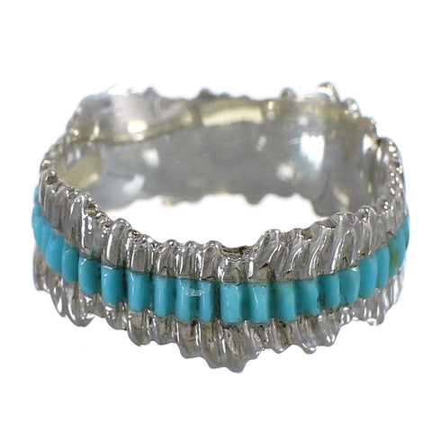 Southwest Authentic Sterling Silver Turquoise Inlay Ring Size 6-3/4 QX69012
