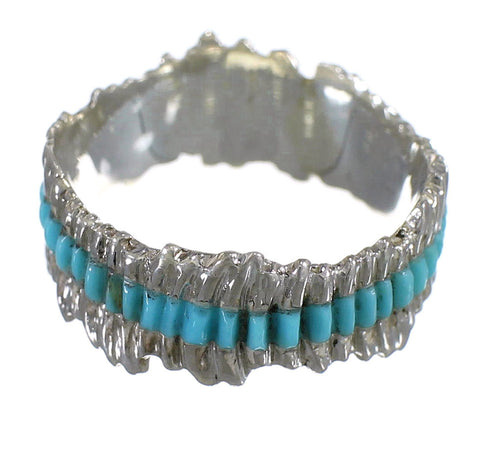 Southwestern Turquoise Inlay Genuine Sterling Silver Ring Size 8-1/4 QX69043