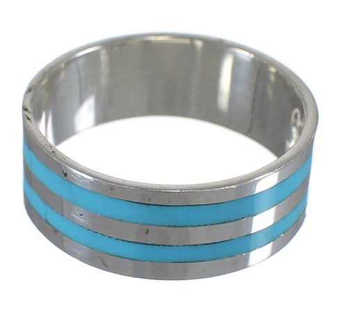 Sterling Silver Southwestern Turquoise Inlay Ring Size 6-1/4 QX69051