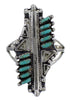 Southwestern Turquoise Needlepoint Sterling Silver Ring Size 8-1/2 YX78658