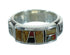 Multicolor Inlay And Sterling Silver Southwest Water Wave Ring Size 5-3/4 YX75313