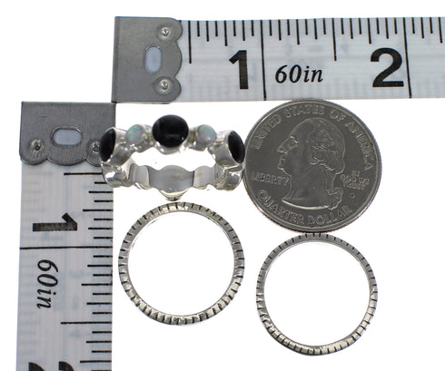 Sterling Silver Southwestern Multicolor Stackable Ring Set Size 6-1/2 QX76209