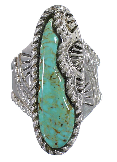 Genuine Sterling Silver Southwest Turquoise Jewelry Ring Size 7-3/4 QX74918