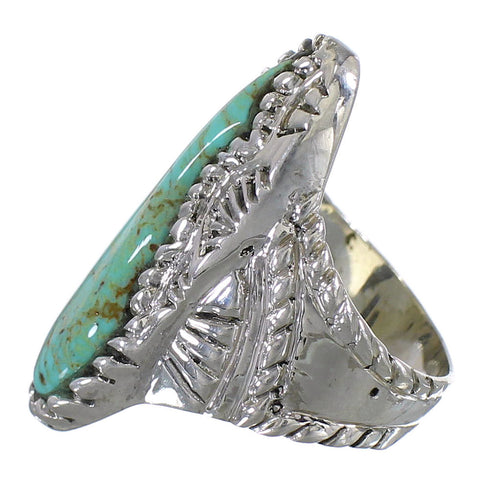 Genuine Sterling Silver Southwest Turquoise Jewelry Ring Size 7-3/4 QX74918