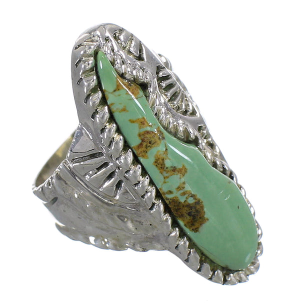 Southwestern Sterling Silver Turquoise Jewelry Ring Size 7-1/2 QX74925