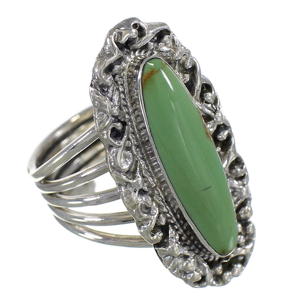 Southwestern Turquoise Genuine Sterling Silver Jewelry Ring Size 7-1/2 QX74955
