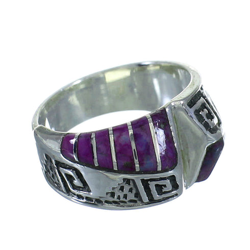 Southwestern Sterling Silver Magenta Turquoise Water Water Ring Size 6-1/4 QX81598