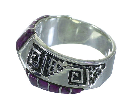 Southwestern Sterling Silver Magenta Turquoise Water Water Ring Size 6-1/4 QX81598