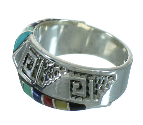 Multicolor Southwestern Silver Water Wave Ring Size 6-3/4 QX81640