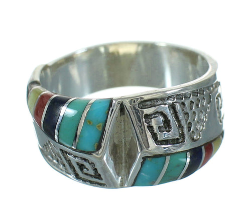 Multicolor Southwestern Authentic Sterling Silver Water Wave Ring Size 6-3/4 QX81645