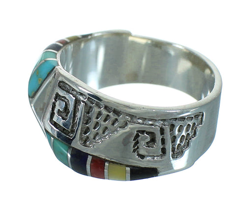 Multicolor Southwestern Genuine Sterling Silver Water Wave Ring Size 7-3/4 QX81648