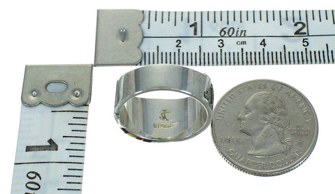 Multicolor Southwestern Authentic Sterling Silver Water Wave Ring Size 6-3/4 QX81645