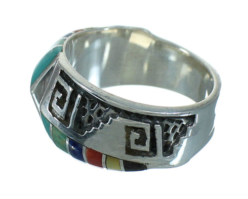 Multicolor Silver Southwest Water Wave Ring Size 6-1/2 QX81628