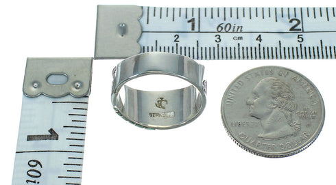 Southwestern Silver Turquoise Water Wave Ring Size 6-3/4 QX81683