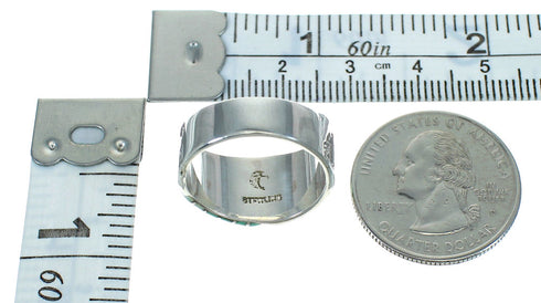 Southwest Genuine Sterling Silver Turquoise Water Wave Ring Size 5 QX81689