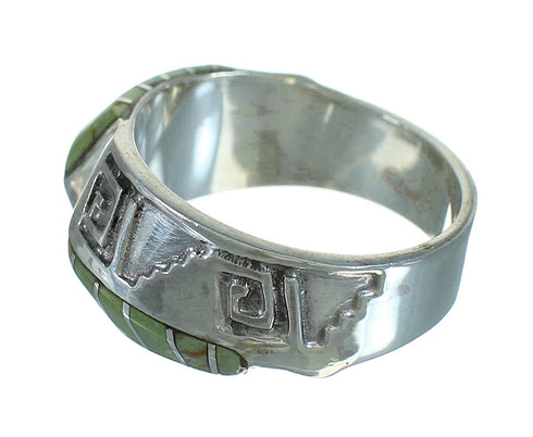 Silver Turquoise Southwest Water Wave Ring Size 4-1/2 QX81691