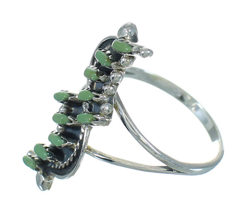Silver Turquoise Needlepoint Southwest Ring Size 7-1/2 YX76416
