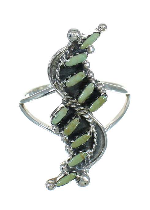 Sterling Silver And Turquoise Needlepoint Southwest Ring Size 8-1/2 YX76423