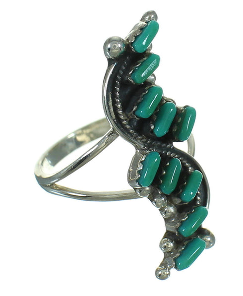 Sterling Silver And Turquoise Needlepoint Southwestern Ring Size 4-1/4 YX76424