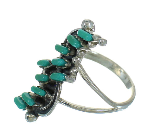 Sterling Silver And Turquoise Needlepoint Southwestern Ring Size 4-1/4 YX76424