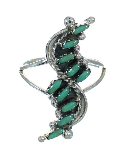 Southwestern Silver Turquoise Needlepoint Ring Size 7-1/4 YX76426