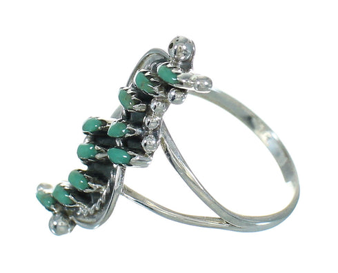 Southwestern Silver Turquoise Needlepoint Ring Size 7-1/4 YX76426