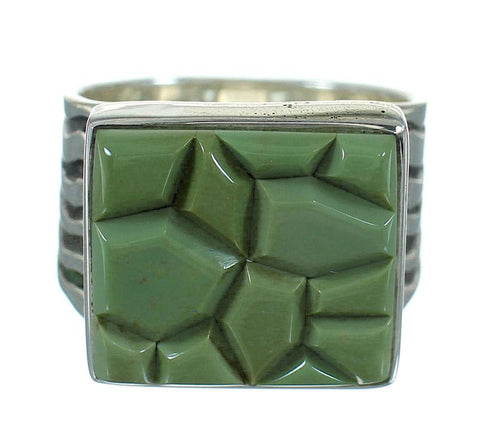 Southwest Turquoise Inlay Sterling Silver Ring Size 6-1/4 QX69127