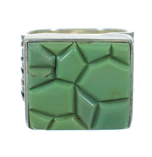 Southwest Genuine Sterling Silver Turquoise Inlay Ring Size 7-1/4 QX69149